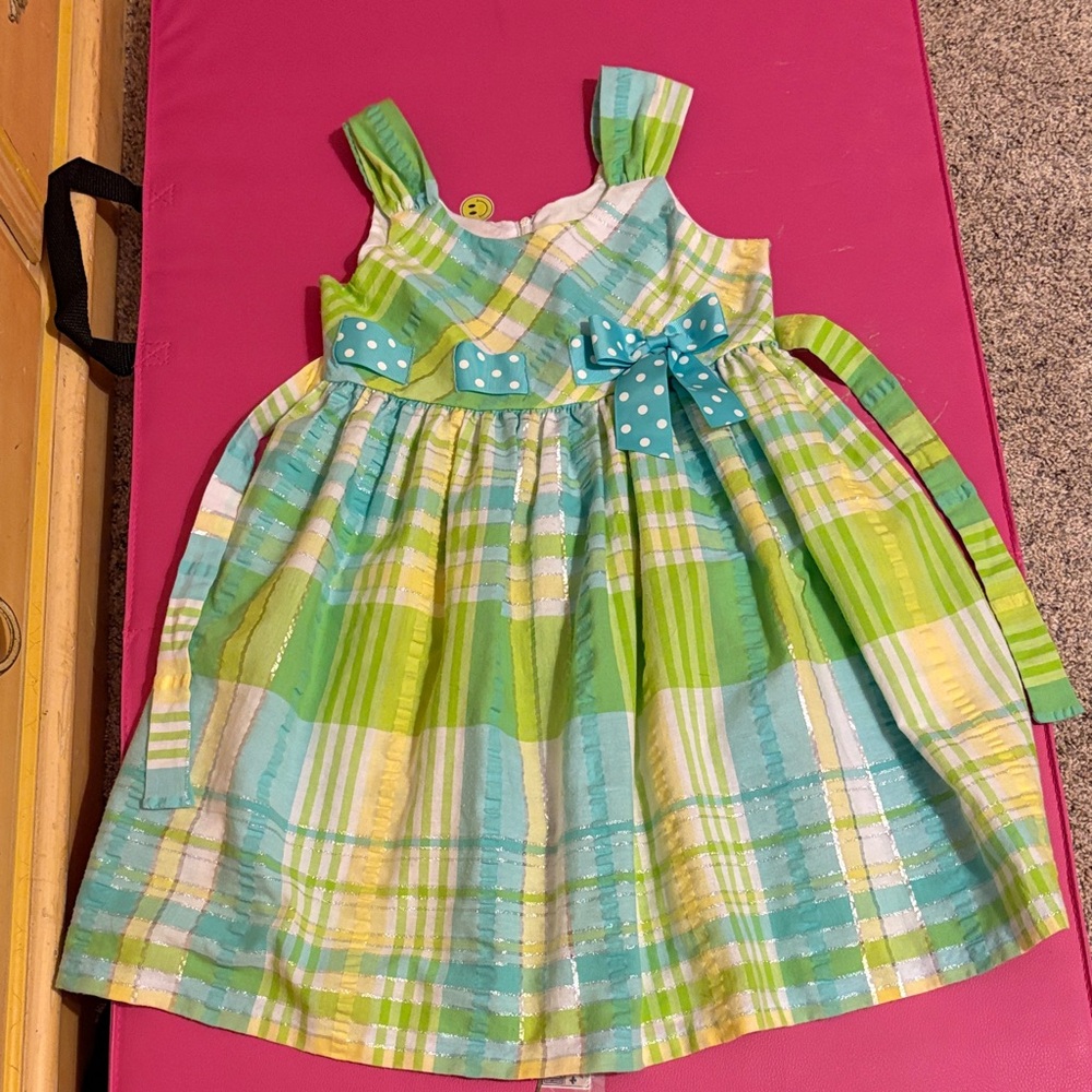 Bonnie Jean Green and Blue Plaid Kids Dress